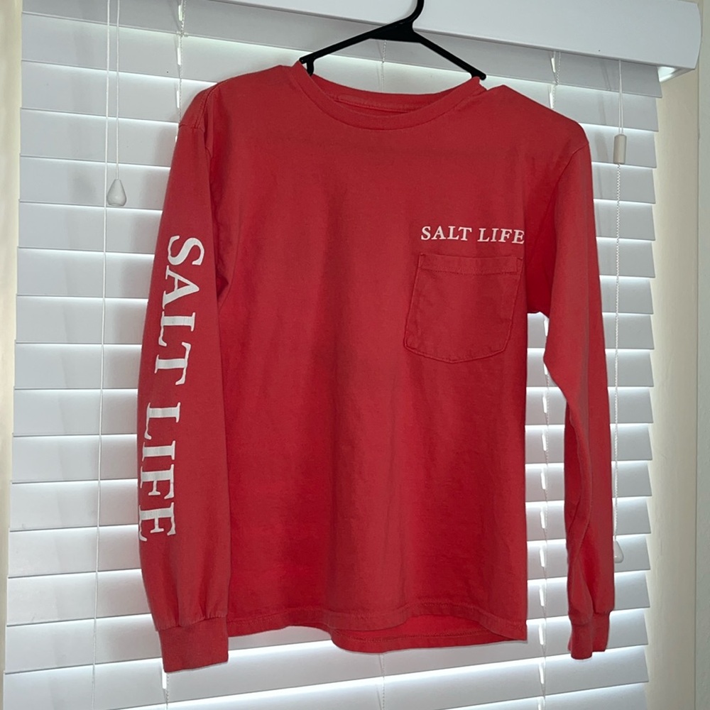 Salt life coral long sleeve cotton T-shirt